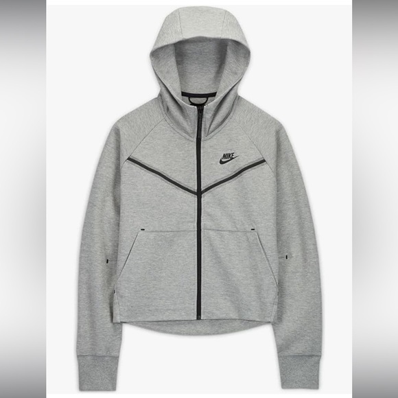 Nike Womens Grey Gray Tech Fleece Techfleece Size Small Cropped Full Zip Hoodie - Picture 8 of 10